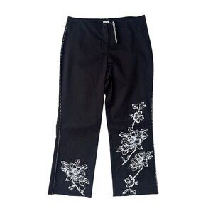 Cache Women's Black Floral Straight Leg Dress Pants Size 8